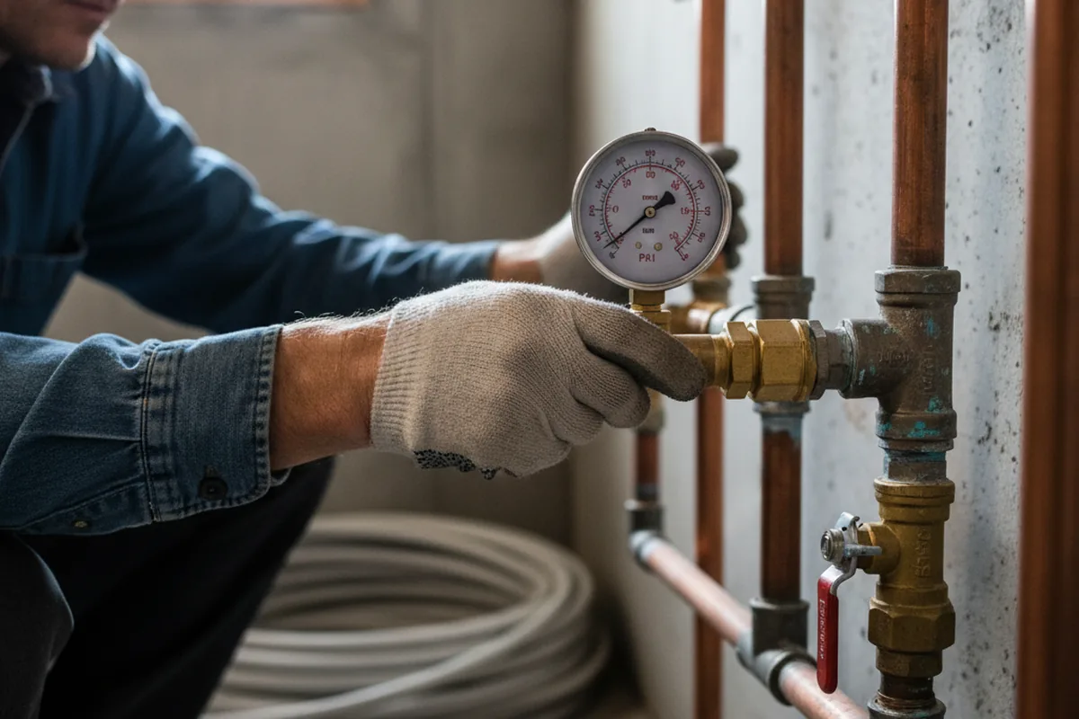 Pressure testing a repaired line during Water Line Repair in Vian